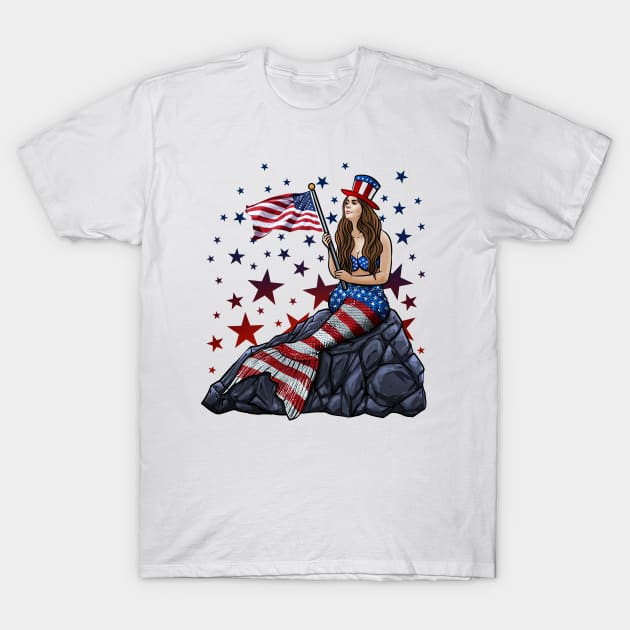 Patriotic Mermaid T-Shirt by AngelFlame